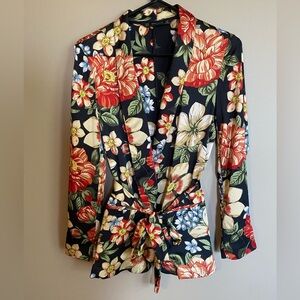 Zara Floral Belted Jacket / Blazer Lightweight Size M